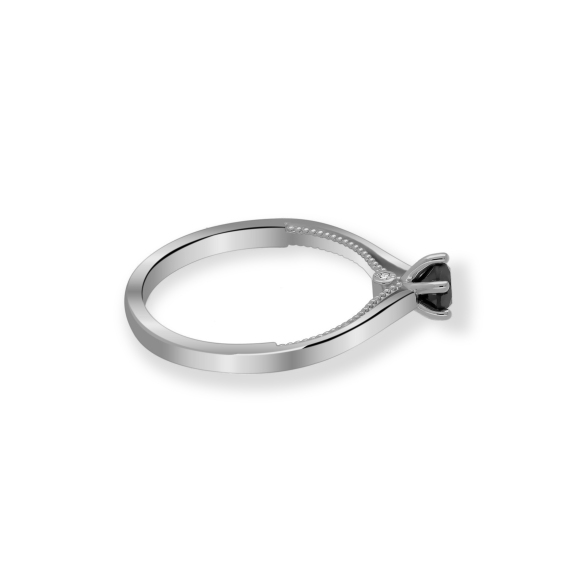 Złoty Pierścionek Białe Brylanty i Czarny Brylant RSM0008