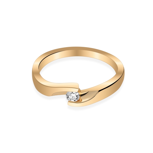 Złoty Pierścionek Z Brylantem 0,10 ct RS0034