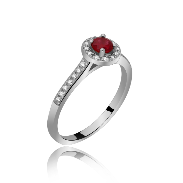 Złoty Pierścionek Z Rubinem I Brylantami RS0291