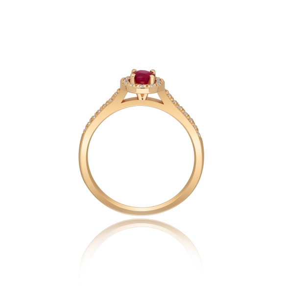 Złoty Pierścionek Z Rubinem I Brylantami RS0291