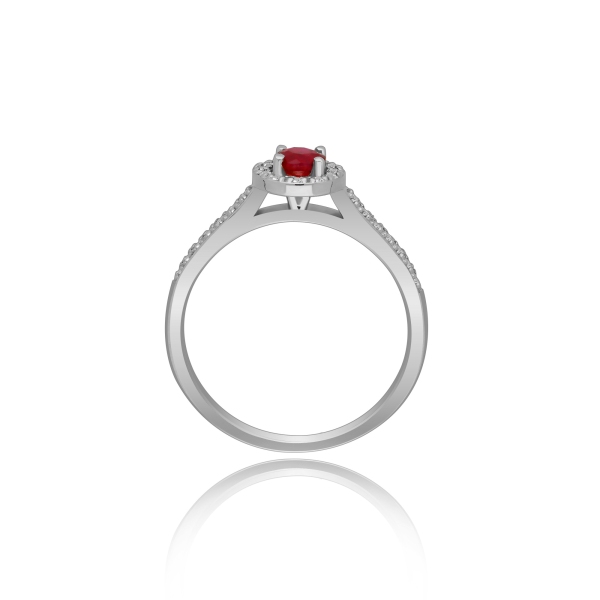 Złoty Pierścionek Z Rubinem I Brylantami RS0291