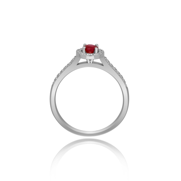 Złoty Pierścionek Z Rubinem I Brylantami RS0291