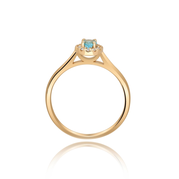 Złoty Pierścionek Z Topazem I Brylantami RS0369