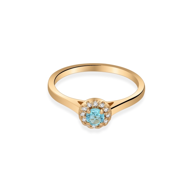 Złoty Pierścionek Z Topazem I Brylantami RS0369