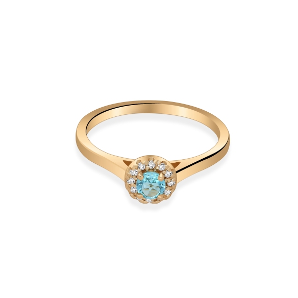 Złoty Pierścionek Z Topazem I Brylantami RS0369