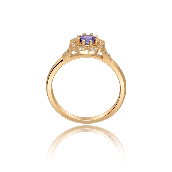 Złoty Pierścionek Z Tanzanitem I Brylantami RS0370