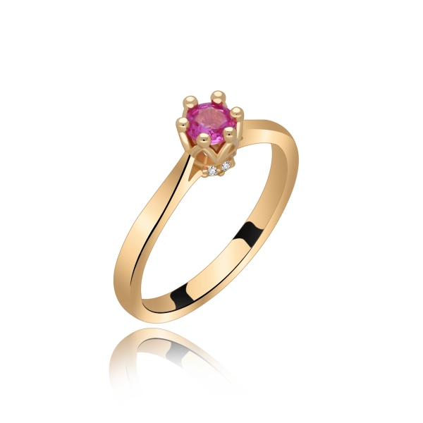 Złoty Pierścionek Z Szafirem I Brylantami RS0414