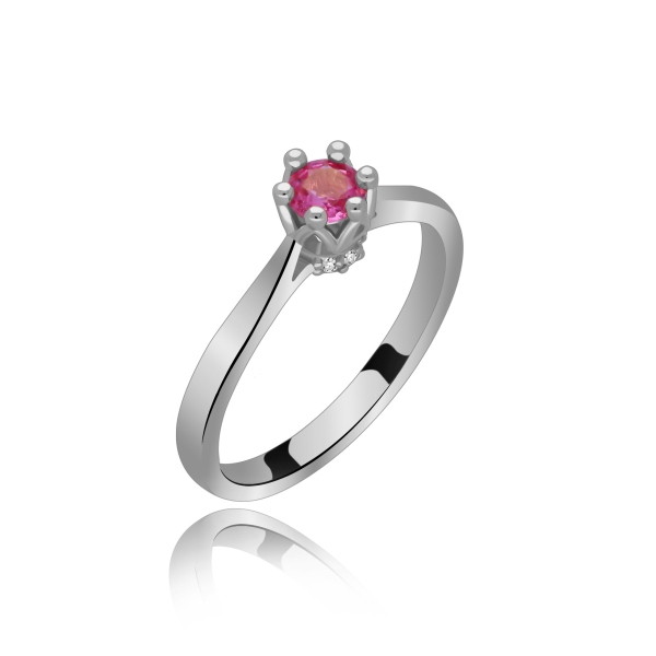 Złoty Pierścionek Z Szafirem I Brylantami RS0414