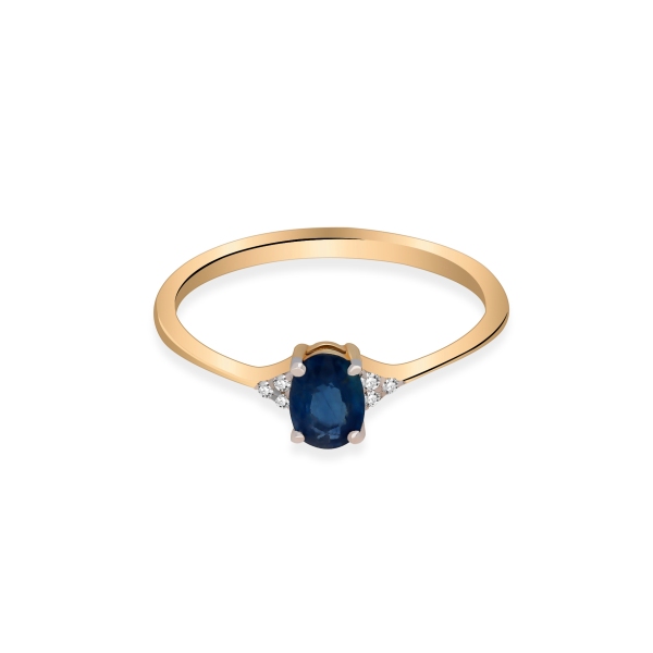 Złoty Pierścionek Z Szafirem I Brylantami RSWK-24