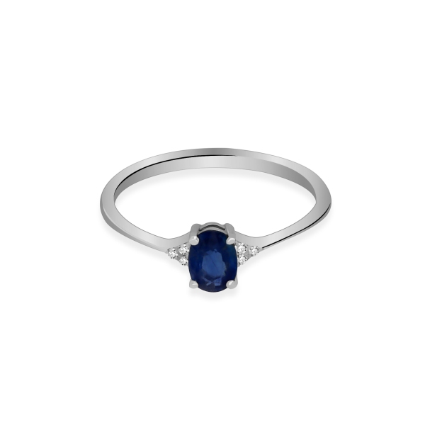 Złoty Pierścionek Z Szafirem I Brylantami RSWK-24