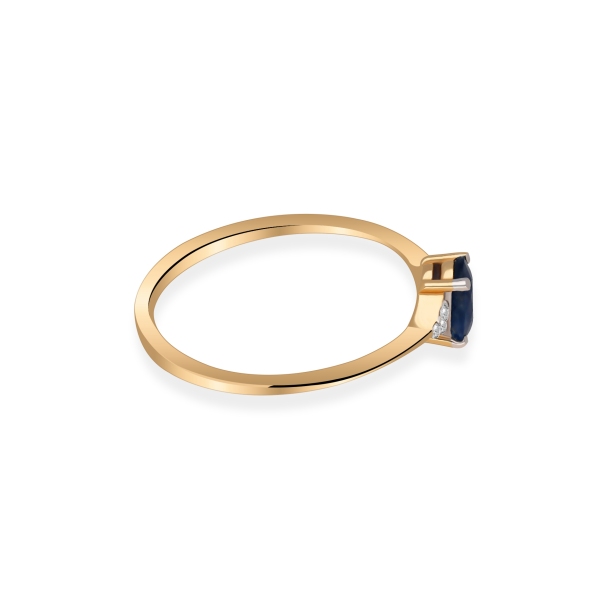 Złoty Pierścionek Z Szafirem I Brylantami RSWK-24