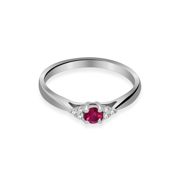Złoty Pierścionek Z Rubinem I Brylantami RSWK-11