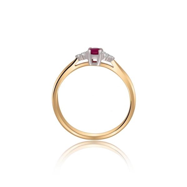 Złoty Pierścionek Z Rubinem I Brylantami RSWK-11