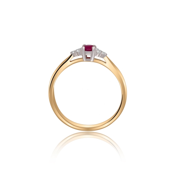 Złoty Pierścionek Z Rubinem I Brylantami RSWK-11