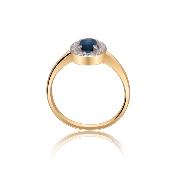 Złoty Pierścionek Z Szafirem I Brylantami RSWK-1