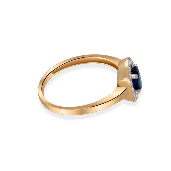Złoty Pierścionek Z Szafirem I Brylantami RSWK-1