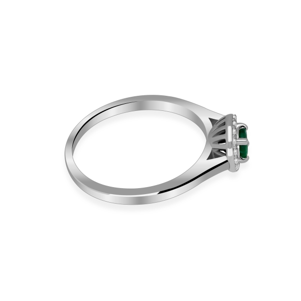 Złoty Pierścionek Z Szmaragdem I Brylantami