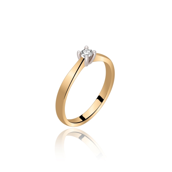 Pierścionek Złoty Z Brylantem 0,10ct RS0436