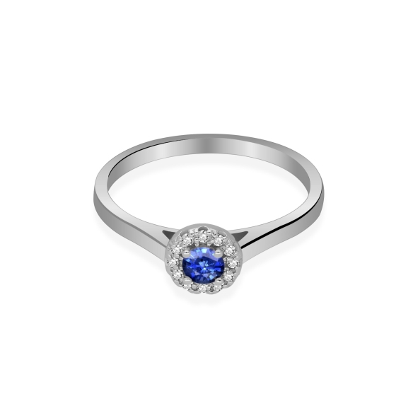 Złoty Pierścionek Z Szafirem I Brylantami RS0369SZ