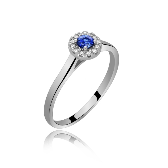Złoty Pierścionek Z Szafirem I Brylantami RS0369SZ