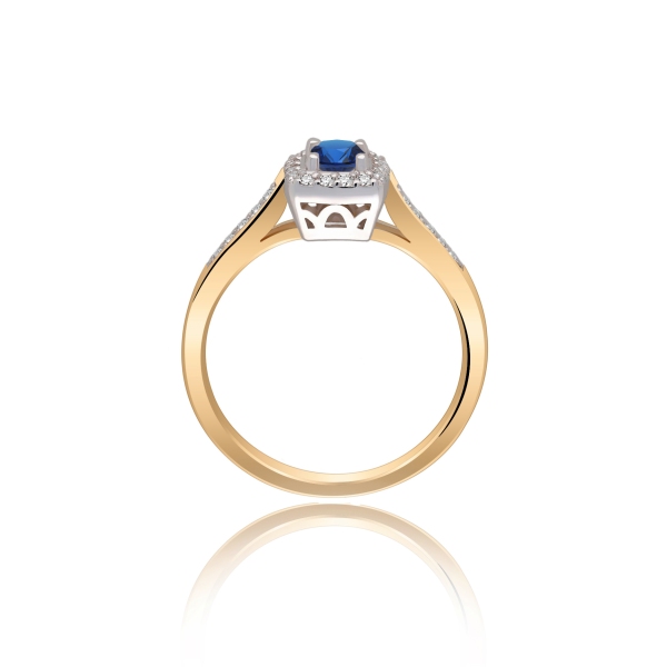 Złoty Pierścionek Z Szafirem I Brylantami RS0288SZ