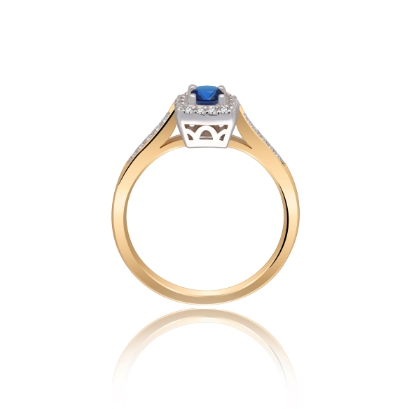 Złoty Pierścionek Z Szafirem I Brylantami RS0288SZ