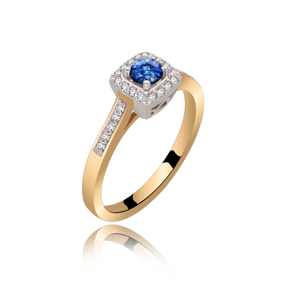 Złoty Pierścionek Z Szafirem I Brylantami RS0288SZ