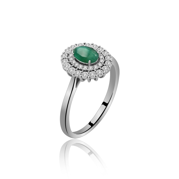 Złoty Pierścionek Z Szmaragdem I Brylantami RSRR538EMY14