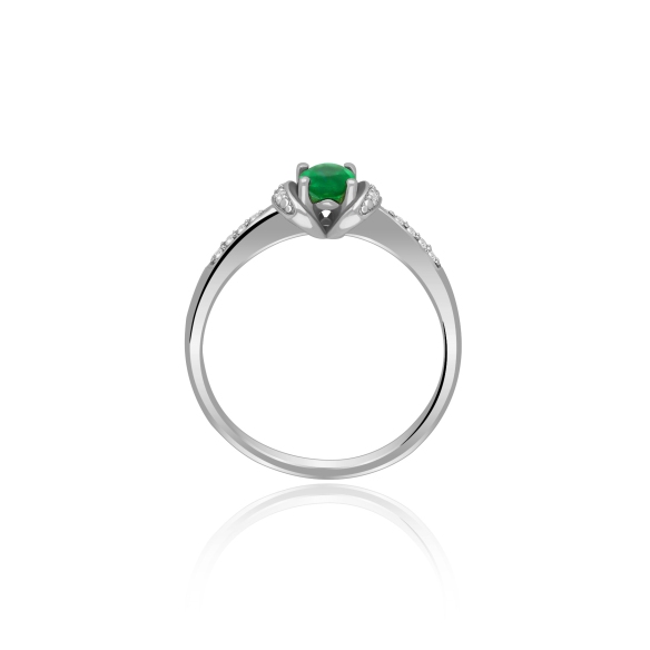 Złoty Pierścionek Z Szmaragdem I Brylantami RSV0039