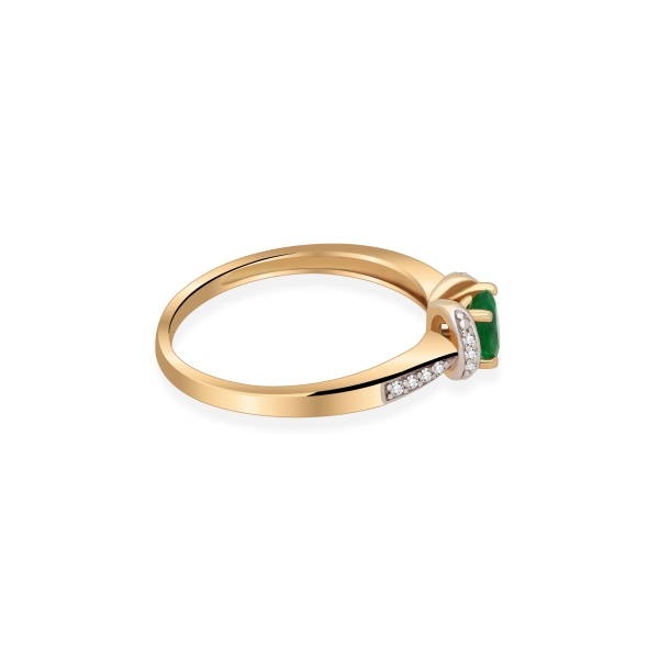 Złoty Pierścionek Z Szmaragdem I Brylantami RSV0039
